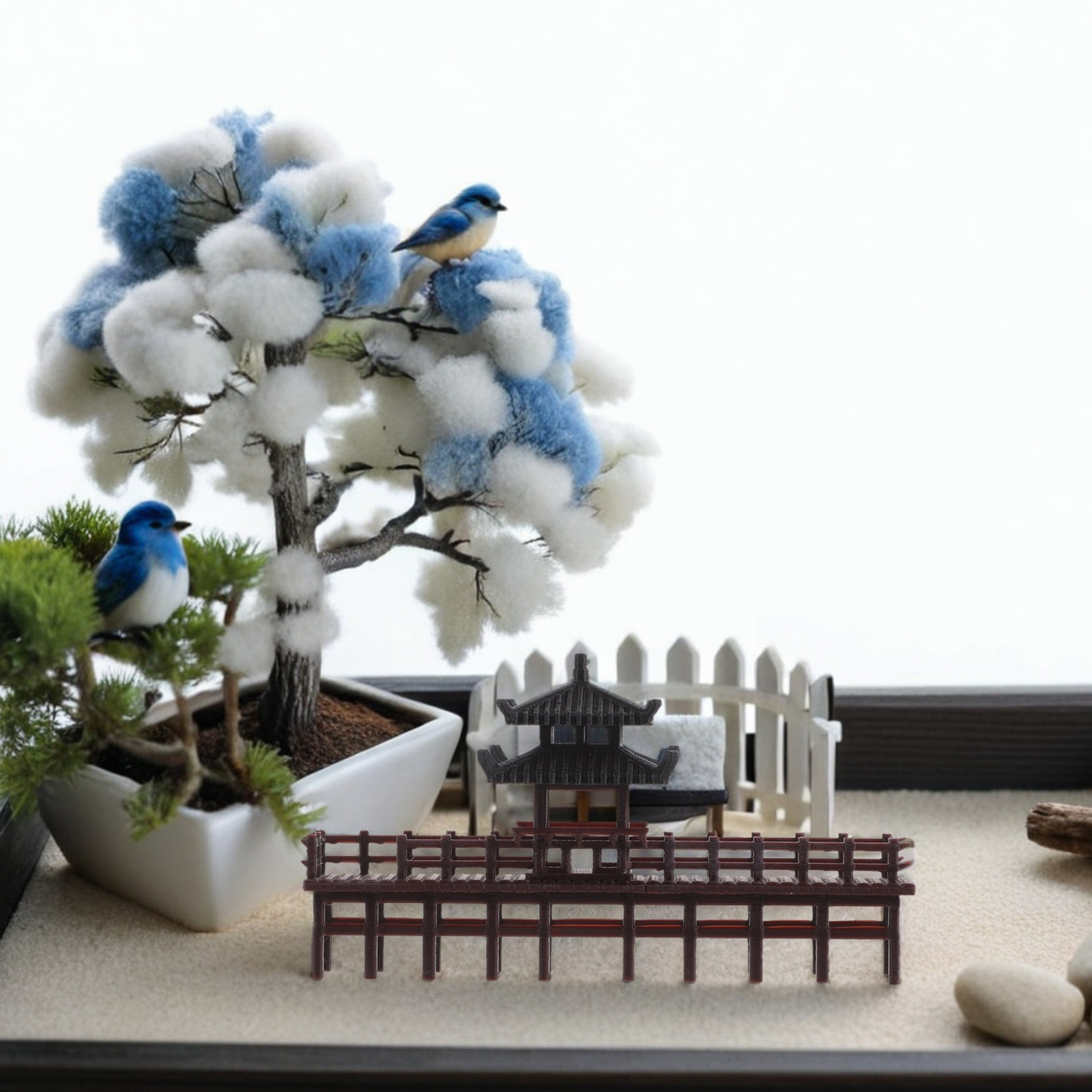 Bonsai Garden Landscape Design - زينة جسر صغير على شكل جناح